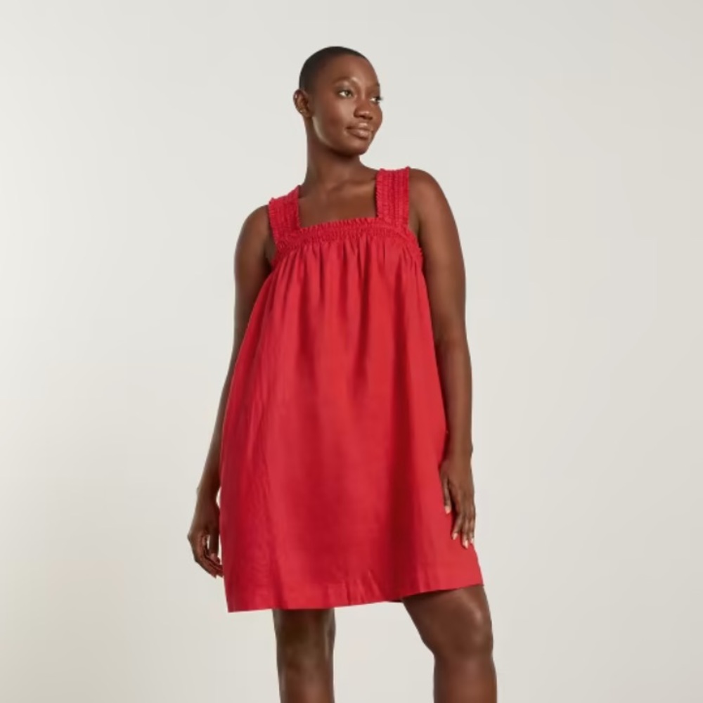 Everlane Smocked Linen Dress NWT